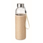 Gourde en verre anti-fuites avec étui en jute 500 ml Crystal SlowLife couleur beige