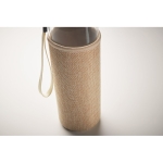 Gourde en verre anti-fuites avec étui en jute 500 ml Crystal SlowLife couleur beige quatrième vue photographique
