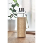 Gourde en verre anti-fuites avec étui en jute 500 ml Crystal SlowLife couleur beige vue d'ambiance