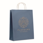 Grand sac papier personnalisé 90 g/m2 Vente au détail Couleurs Grand couleur bleu vue principale