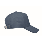 Casquette de baseball en chanvre personnalisable 5 panneaux couleur bleu troisième vue