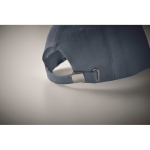 Casquette de baseball en chanvre personnalisable 5 panneaux couleur bleu quatrième vue photographique