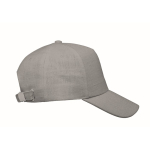 Casquette de baseball en chanvre personnalisable 5 panneaux couleur gris troisième vue