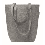 Sac promotionnel vec longues poignées et soufflet en feutre RPET couleur gris deuxième vue