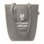 Sac promotionnel vec longues poignées et soufflet en feutre RPET couleur gris deuxième vue principale