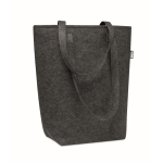 Sac promotionnel vec longues poignées et soufflet en feutre RPET couleur gris foncé