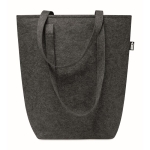 Sac promotionnel vec longues poignées et soufflet en feutre RPET couleur gris foncé deuxième vue