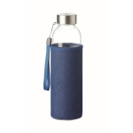 Gourde en verre avec étui en néoprène denim 500 ml Crystal Denim couleur bleu