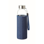 Gourde en verre avec étui en néoprène denim 500 ml Crystal Denim couleur bleu deuxième vue