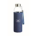 Gourde en verre avec étui en néoprène denim 500 ml Crystal Denim couleur bleu vue principale