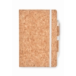 Carnets avec couverture en liège et stylo A5 pages lignées Earth couleur beige troisième vue