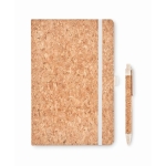 Carnets avec couverture en liège et stylo A5 pages lignées Earth couleur beige huitième vue