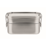 Lunch box en acier personnalisées avec 2 compartiments 1,2 L Double couleur argenté mat quatrième vue