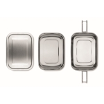 Lunch box en acier personnalisées avec 2 compartiments 1,2 L Double couleur argenté mat cinquième vue
