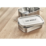 Lunch box en acier personnalisées avec 2 compartiments 1,2 L Double couleur argenté mat deuxième vue principale