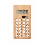 Petite calculatrice en ABS et bambou à énergie solaire et piles Design couleur bois deuxième vue