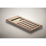 Petite calculatrice en ABS et bambou à énergie solaire et piles Design couleur bois quatrième vue photographique