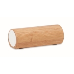 Enceinte personnalisable avec boîtier cylindrique en bambou Escandi couleur bois