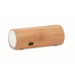 Enceinte personnalisable avec boîtier cylindrique en bambou Escandi couleur bois deuxième vue
