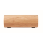 Enceinte personnalisable avec boîtier cylindrique en bambou Escandi couleur bois troisième vue