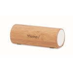 Enceinte personnalisable avec boîtier cylindrique en bambou Escandi couleur bois vue principale