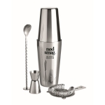 Set à cocktail personnalisé en acier avec shaker de 750 ml Sommelier couleur argenté brillant deuxième vue principale