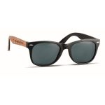 Lunettes de soleil promotionnelles avec branches en liège Elegance couleur noir vue principale