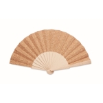 Éventail personnalisé pas cher en bois avec tissu en liège Cork couleur beige