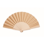 Éventail personnalisé pas cher en bois avec tissu en liège Cork couleur beige deuxième vue
