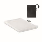 Serviettes de sport personnalisées en RPET avec housse Fitness RPET couleur blanc