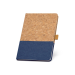 Carnet avec couverture en liège A5 avec pages lignées Greener Colors couleur bleu