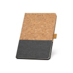 Carnet avec couverture en liège A5 avec pages lignées couleur gris foncé