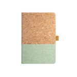 Carnet avec couverture en liège A5 avec pages lignées Greener Colors couleur vert clair première vue
