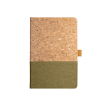 Carnet avec couverture en liège A5 avec pages lignées Greener Colors couleur vert foncé première vue