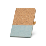 Carnet avec couverture en liège A5 avec pages lignées couleur bleu ciel