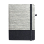 Carnet publicitaire en toile de coton et paille A5 pages rayées Office couleur noir première vue