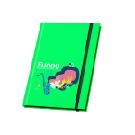Carnets promotionnel de couleur fluorescente A5 pages lignées Fluor couleur vert clair image avec logo
