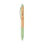 Stylo en bambou avec éléments antidérapants encre bleue Colorclip couleur vert clair image avec logo