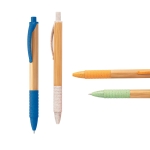 Stylo en bambou avec éléments antidérapants encre bleue Colorclip
