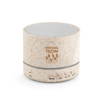 Enceinte portable en fibre de blé avec bluetooth et puissance de 3W couleur naturel image avec logo