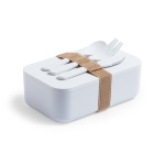 Lunch box blanche rectangle 100% compostable avec couverts 1L Minimal couleur blanc première vue