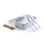 Lunch box blanche rectangle 100% compostable avec couverts 1L Minimal quatrième vue