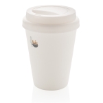 Verre à emporter en plastique à double paroi de 300 ml Takeaway Daily couleur blanc vue avec logo