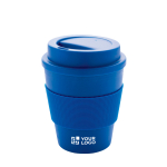 Tasse avec couvercle en plastique recyclable 350 ml couleur bleu avec zone d'impression