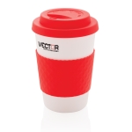 Verres en plastique allant au micro-ondes 270 ml Speciality Coffee couleur rouge vue avec logo