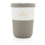 Grande tasse à emporter personnalisée durable en PLA de 380 ml Funny couleur gris vue avec logo
