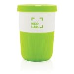 Grande tasse à emporter personnalisée durable en PLA de 380 ml Funny couleur vert vue avec logo
