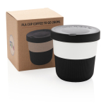 Mug take away éco avec logo, poignée et couvercle 280ml Barista couleur noir vue avec boîte