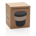 Mug take away éco avec logo, poignée et couvercle 280ml Barista couleur noir deuxième vue avec boîte