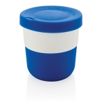 Mug take away éco avec logo, poignée et couvercle 280ml Barista couleur bleu